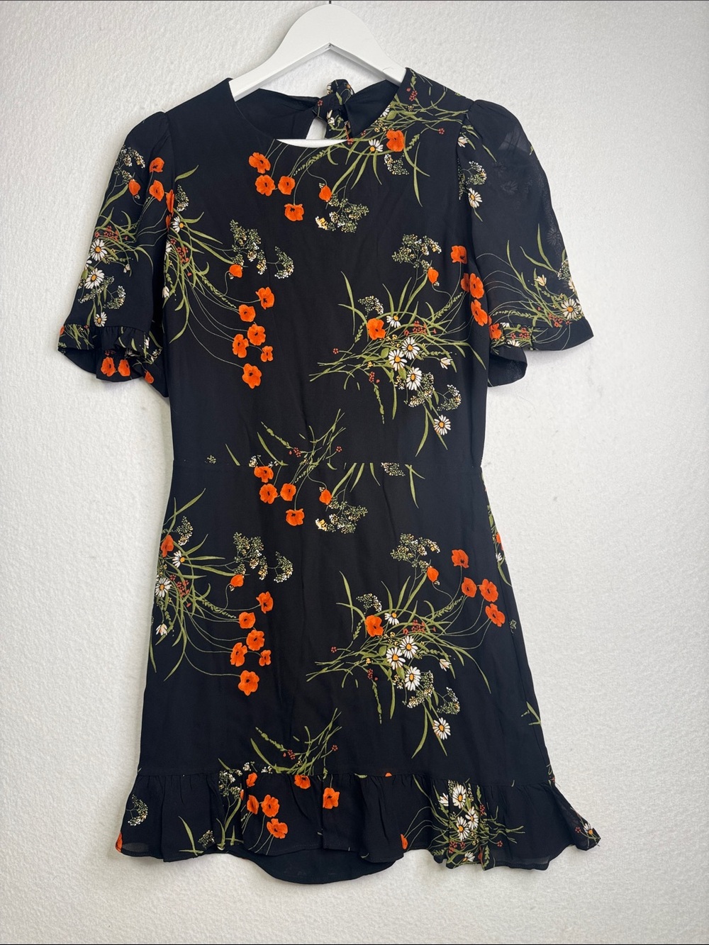 REFORMATION Alaina Floral Cutout Flutter Sleeve Mini Dress, Women's Size 8